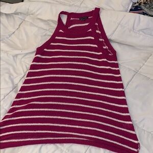 L Fuchsia and white striped tank top